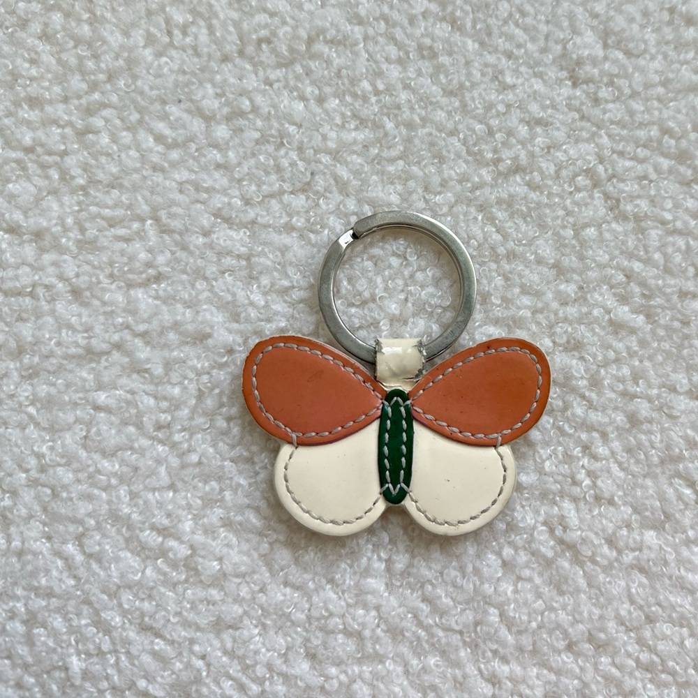 2000s Coach Leather Butterfly Keyring Keychain